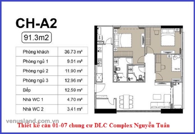 Thiết kế căn hộ 01 - 07 DLC Complex Nguyễn Tuân