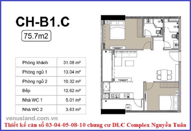 Thiết kế căn hộ 03, 04,05,08,10 DLC Complex Nguyễn Tuân
